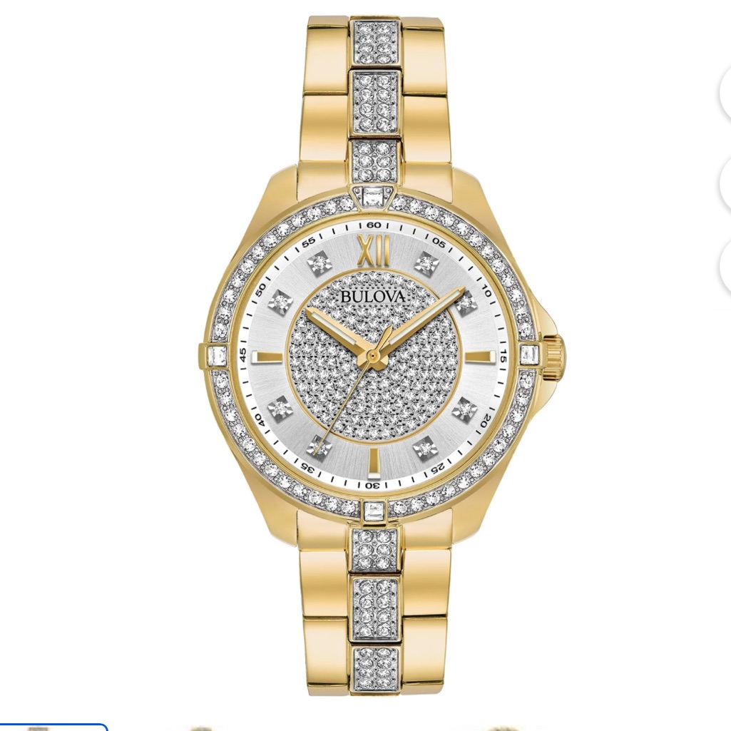 Bulova Women's Crystal Accent Gold Stainless Steel Watch